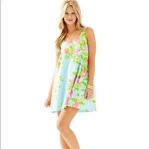 Lilly Pulitzer Carmel dress EUC Pool blue Pink lemonade sz L